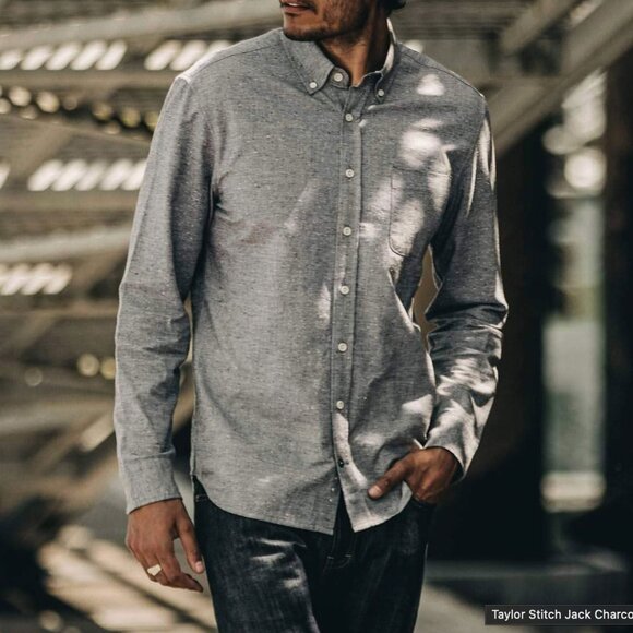 Taylor Stitch The Jack Shirt in Charcoal Fleck, Size Small 38 - Picture 3 of 4
